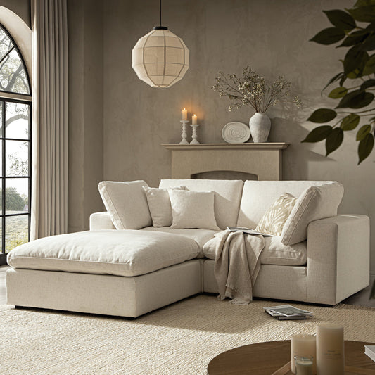 Lutyens Beige Linen Blend Modular Sofa, 2-Piece Chaise