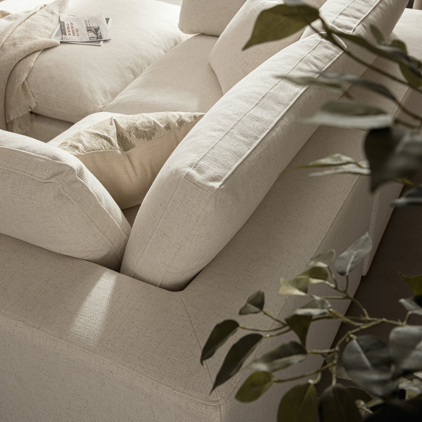 Lutyens Beige Linen Blend Modular Sofa, 2-Piece Chaise