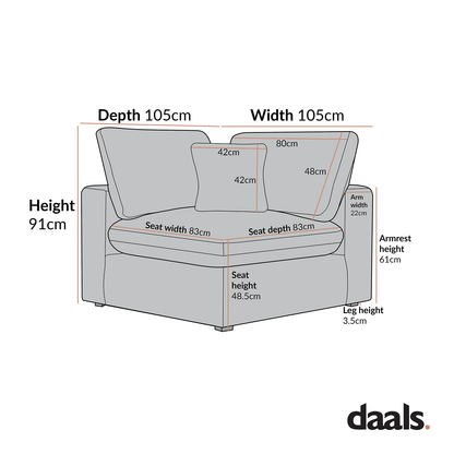Lutyens Oatmeal Weave Fabric Modular Sofa, Corner Unit