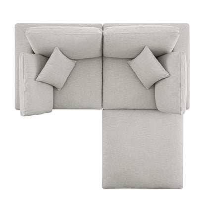 Lutyens Light Grey Linen Blend Modular Sofa, 2-Piece Chaise