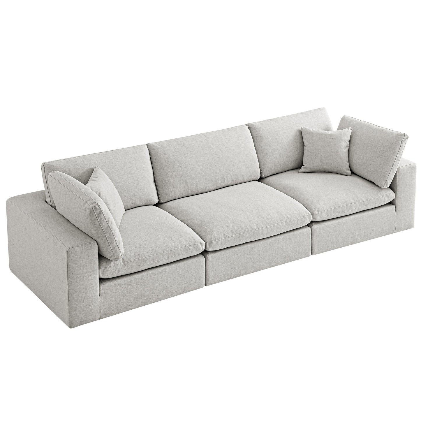 Lutyens Light Grey Linen Blend Modular Sofa, 3-Piece