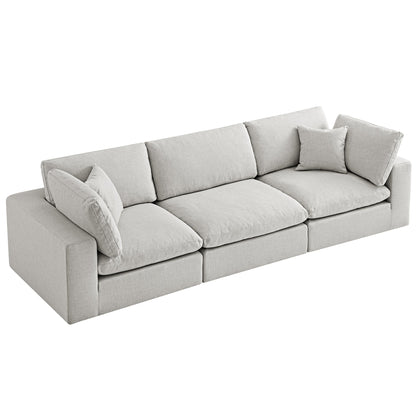 Lutyens Light Grey Linen Blend Modular Sofa, 3-Piece
