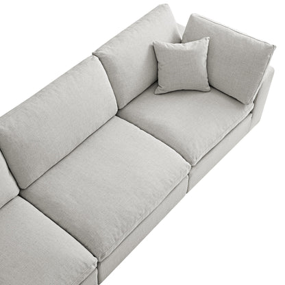 Lutyens Light Grey Linen Blend Modular Sofa, 3-Piece