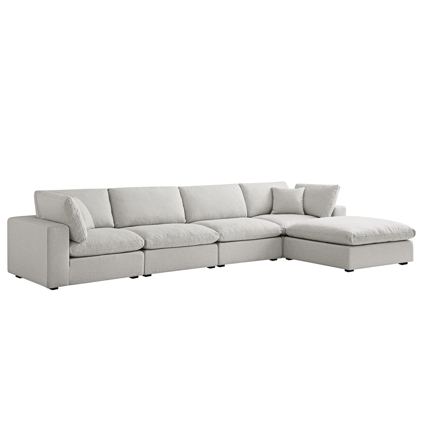 Lutyens Light Grey Linen Blend Modular Sofa, 4-Piece Chaise