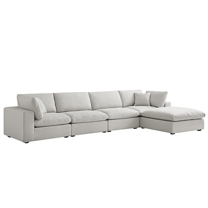 Lutyens Light Grey Linen Blend Modular Sofa, 4-Piece Chaise