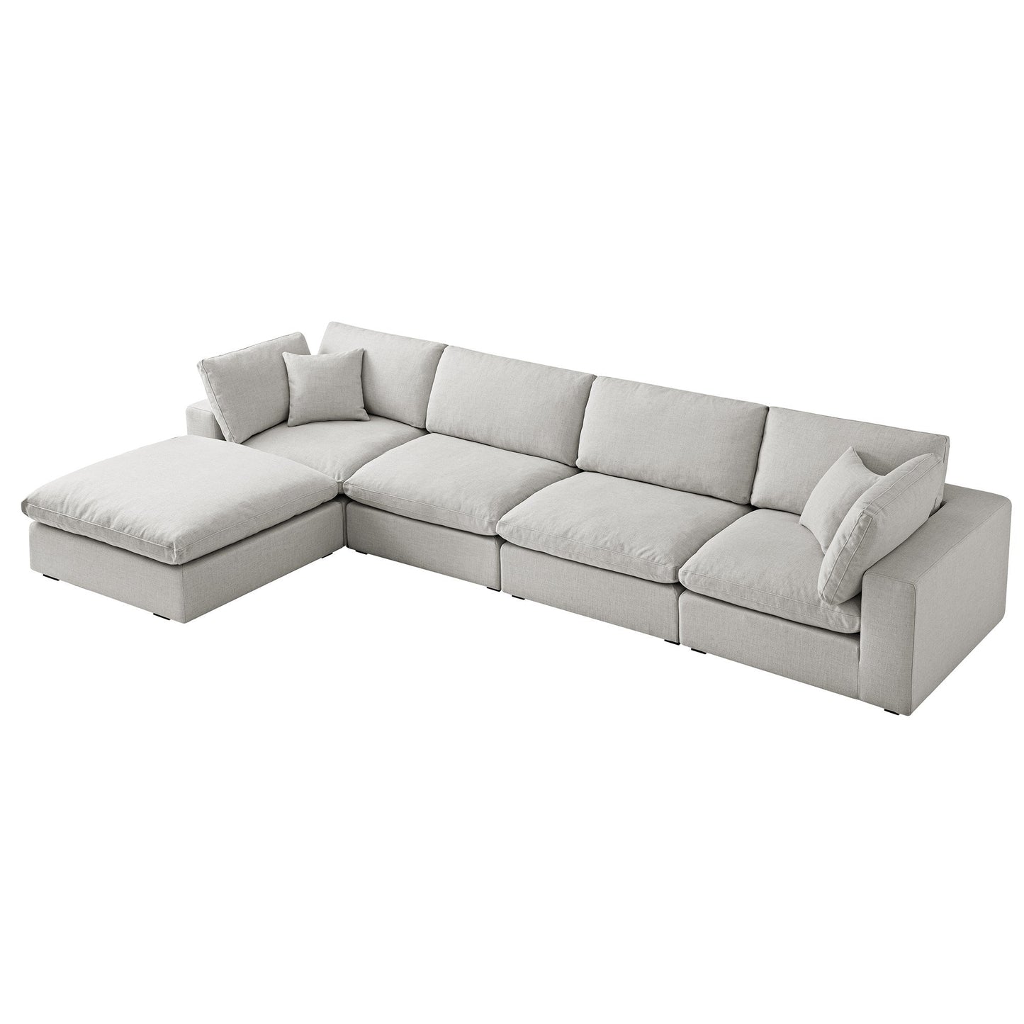 Lutyens Light Grey Linen Blend Modular Sofa, 4-Piece Chaise