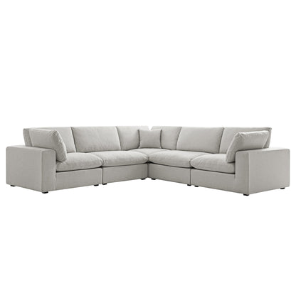 Lutyens Light Grey Linen Blend Modular Sofa, 5-Piece Corner Set