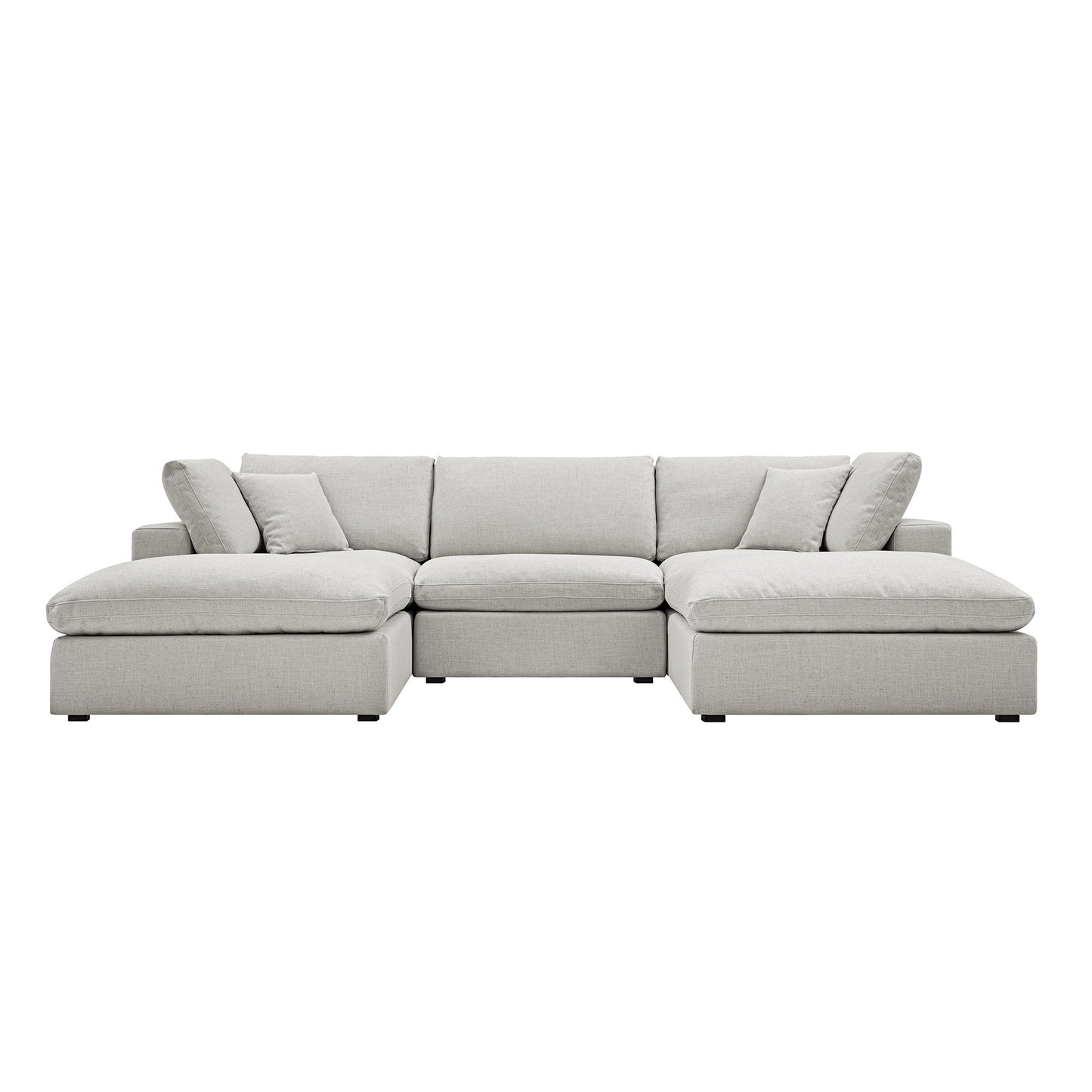 Lutyens Light Grey Linen Blend Modular Sofa, 5-Piece U-Shape Set