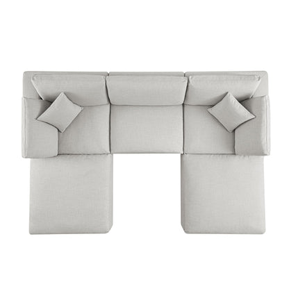 Lutyens Light Grey Linen Blend Modular Sofa, 5-Piece U-Shape Set