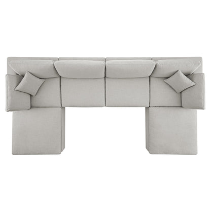 Lutyens Light Grey Linen Blend Modular Sofa, 6-Piece U-Shape Set