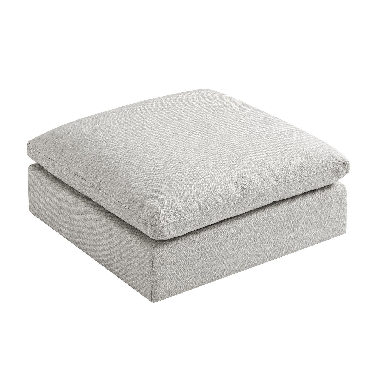 Lutyens Light Grey Linen Blend Modular Sofa, Stool