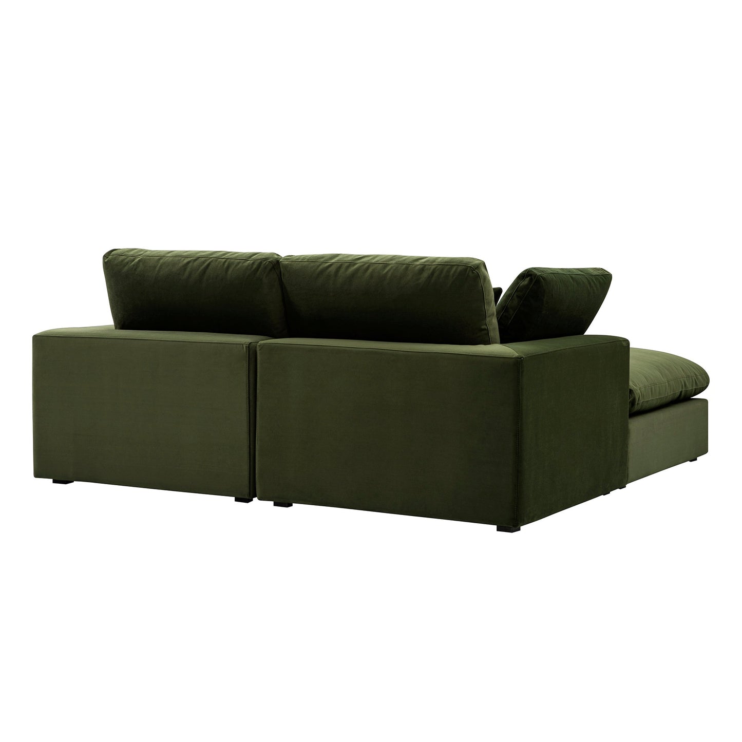Lutyens Moss Green Velvet Modular Sofa, 2-Piece Chaise
