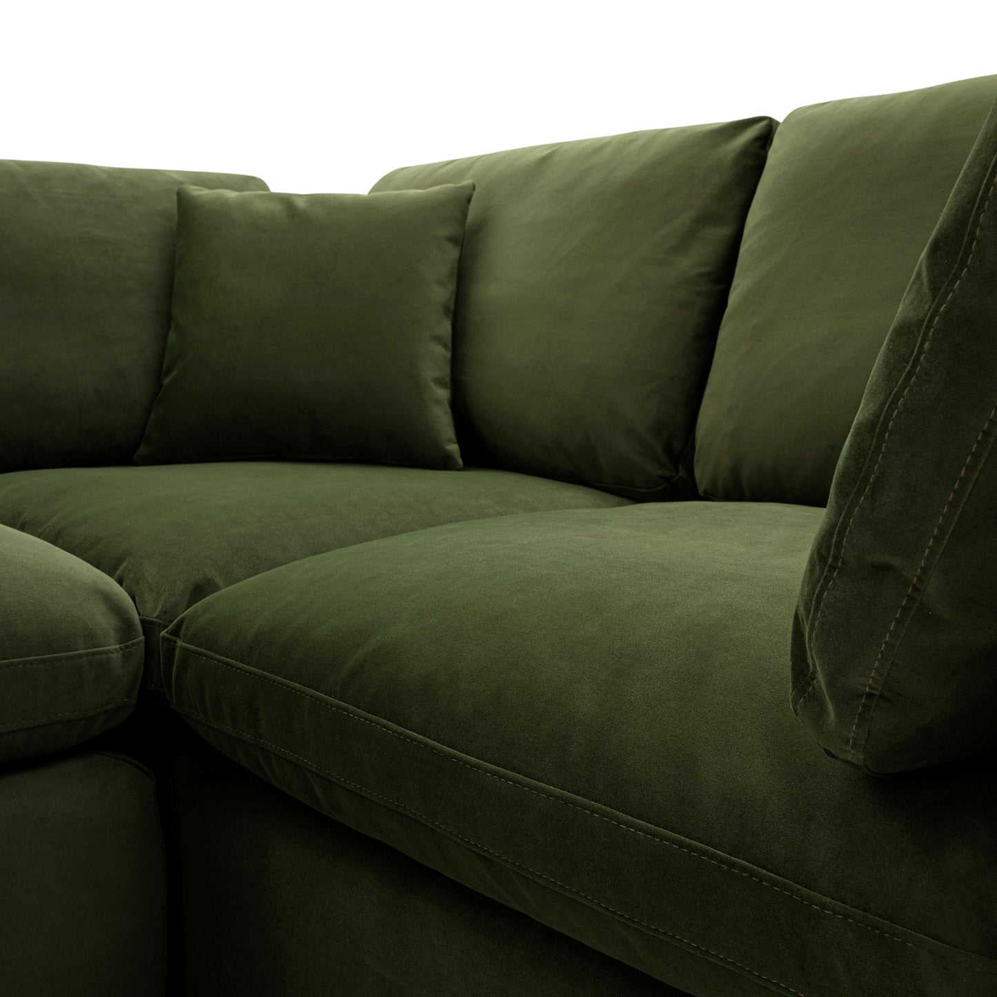 Lutyens Moss Green Velvet Modular Sofa, 2-Piece Chaise