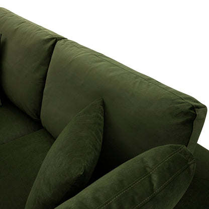 Lutyens Moss Green Velvet Modular Sofa, 2-Piece Chaise