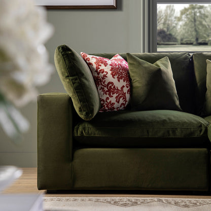 Lutyens Moss Green Velvet Modular Sofa, 2-Piece Chaise