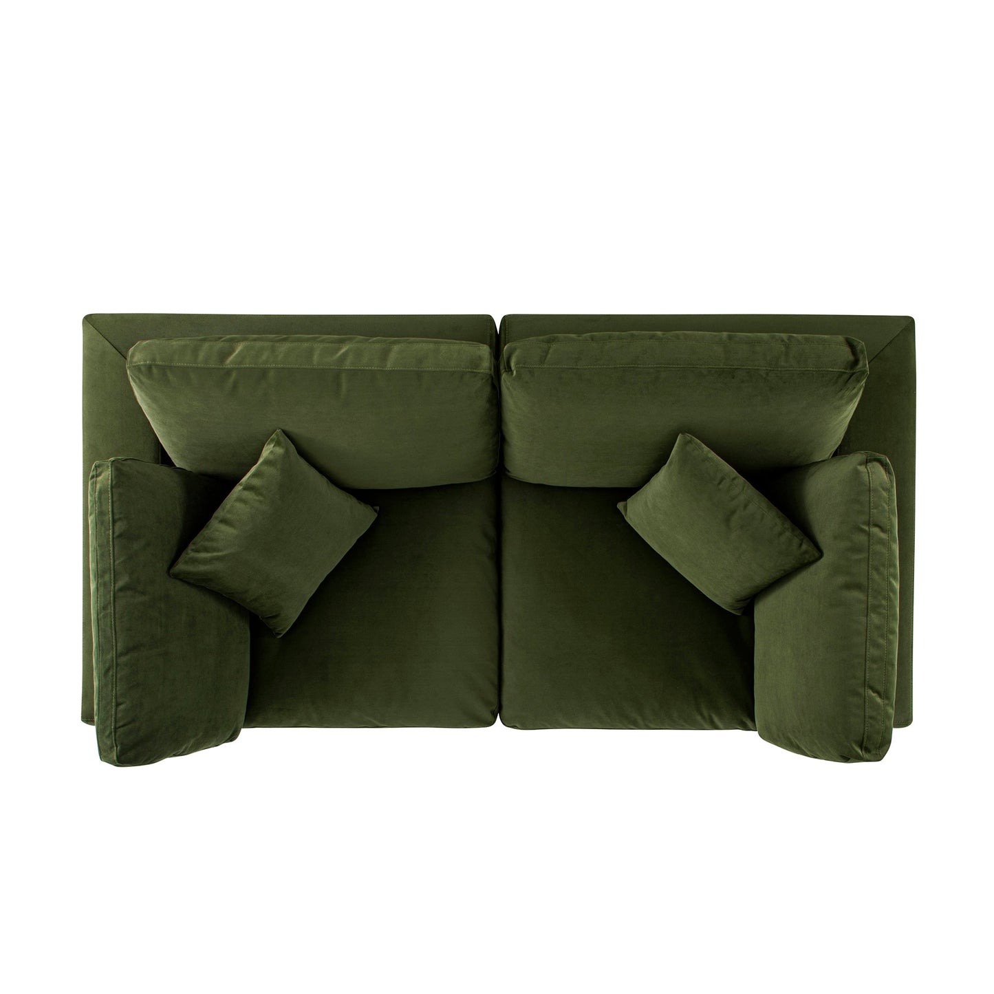 Lutyens Moss Green Velvet Modular Sofa, 2-Piece