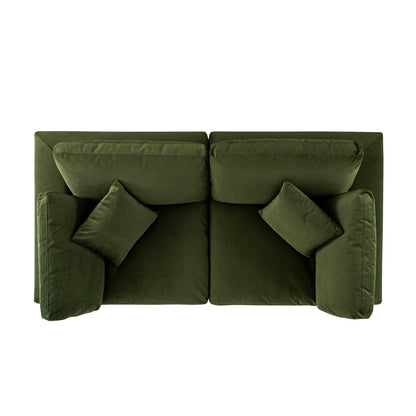 Lutyens Moss Green Velvet Modular Sofa, 2-Piece