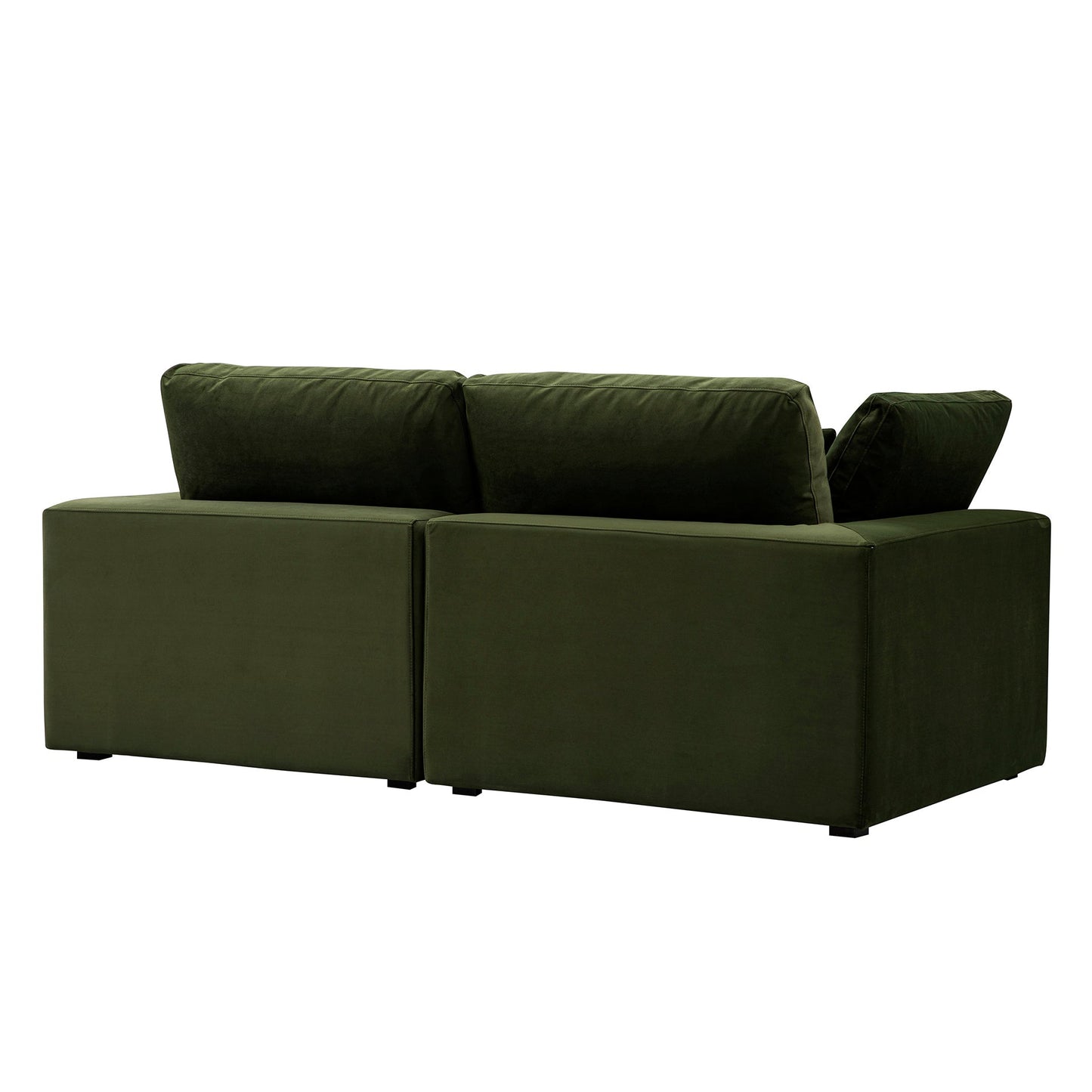 Lutyens Moss Green Velvet Modular Sofa, 2-Piece