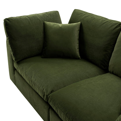 Lutyens Moss Green Velvet Modular Sofa, 2-Piece