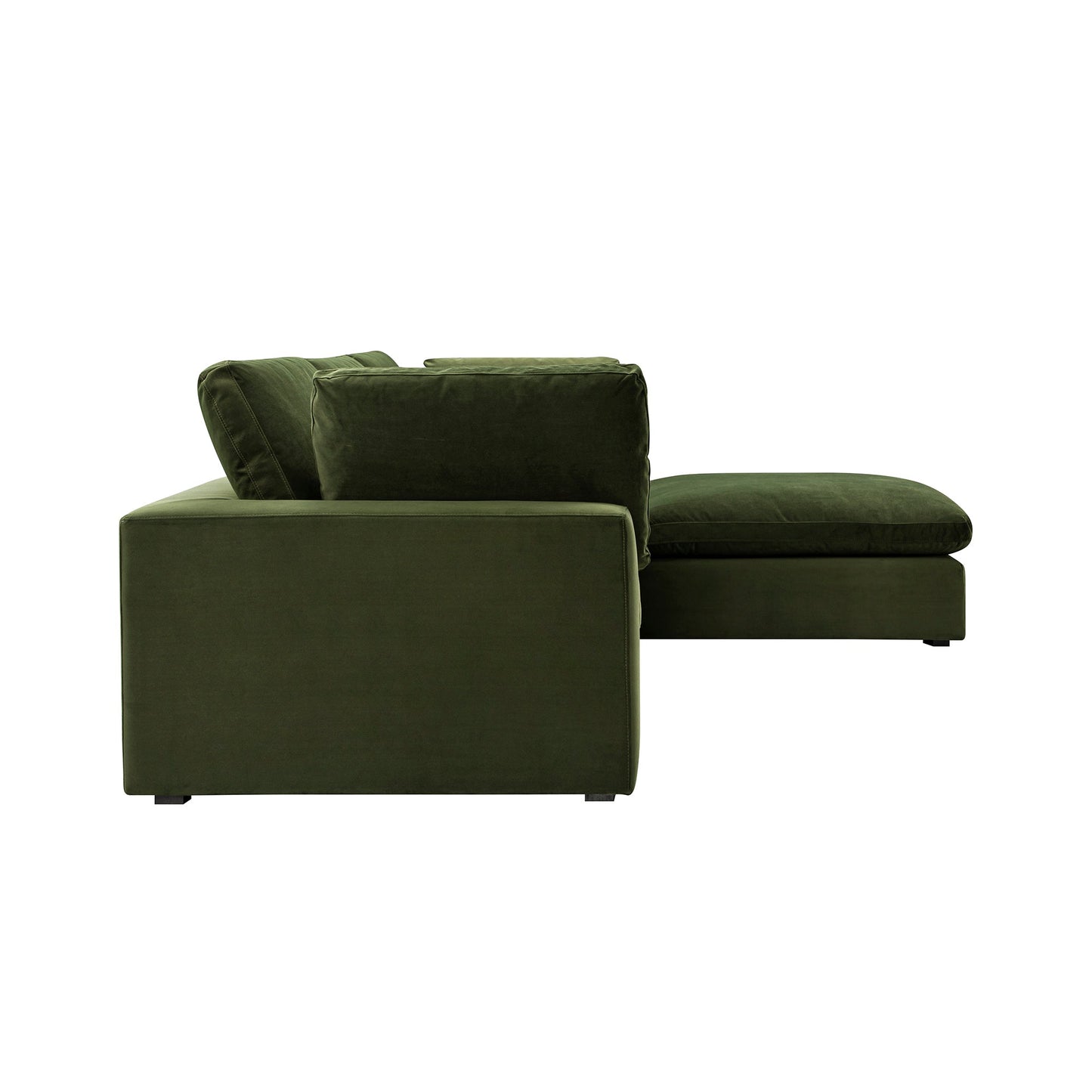 Lutyens Moss Green Velvet Modular Sofa, 3-Piece Chaise
