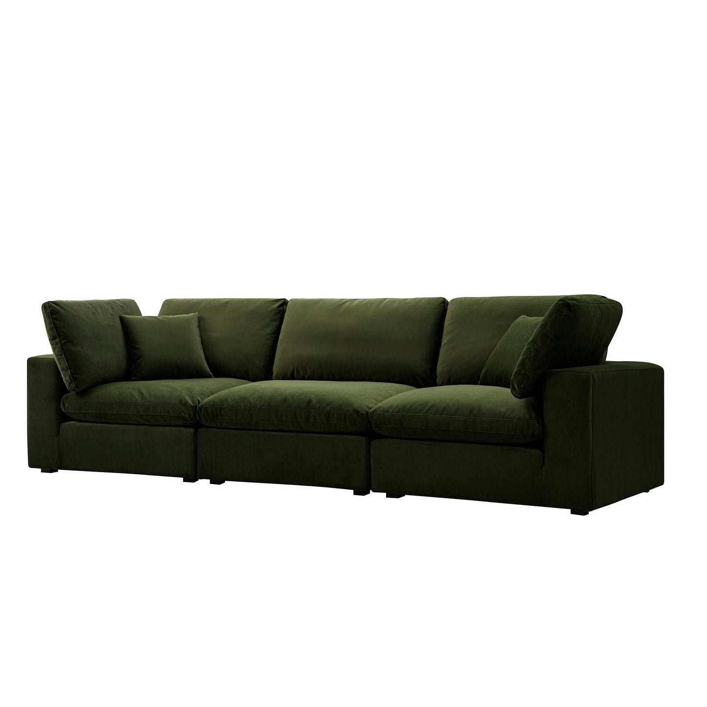 Lutyens Moss Green Velvet Modular Sofa, 3-Piece