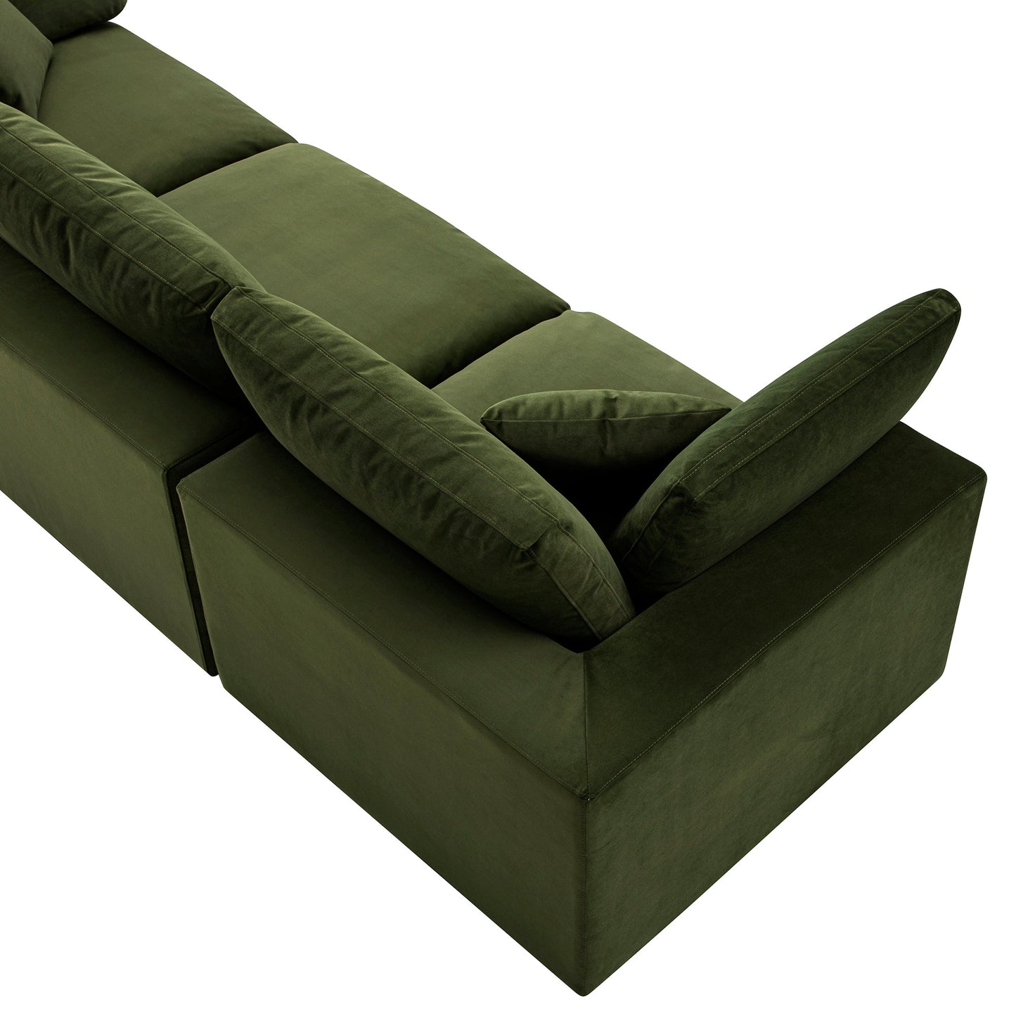 Lutyens Moss Green Velvet Modular Sofa, 3-Piece