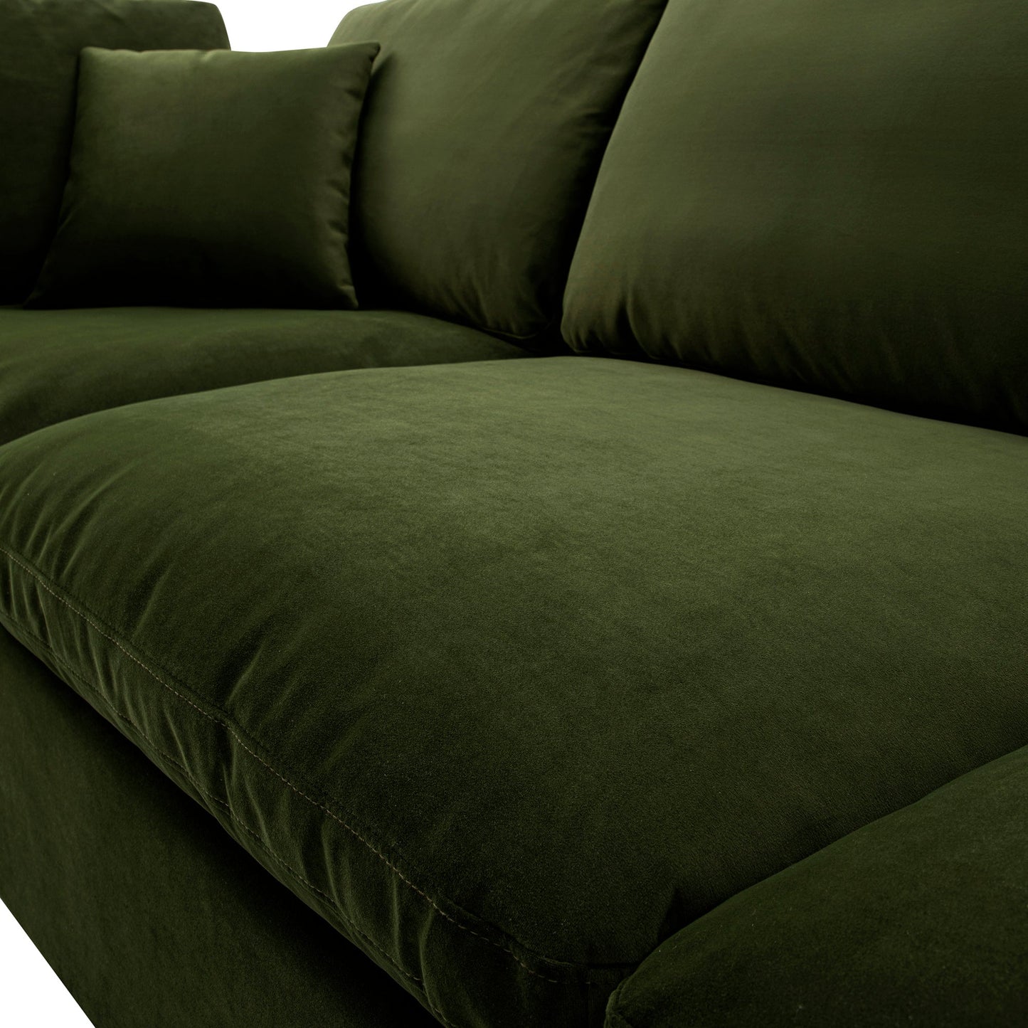 Lutyens Moss Green Velvet Modular Sofa, 3-Piece
