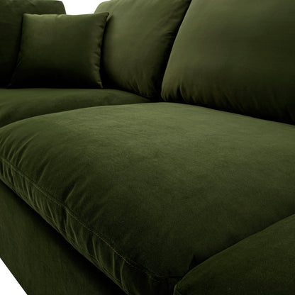 Lutyens Moss Green Velvet Modular Sofa, 3-Piece