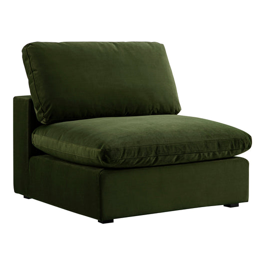 Lutyens Moss Green Velvet Modular Sofa, Armless Seat
