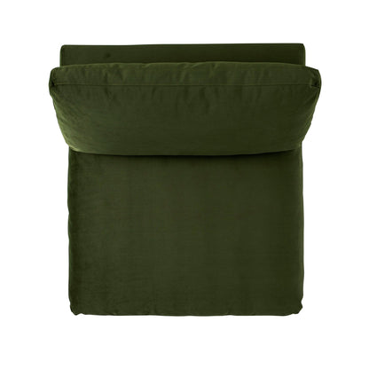 Lutyens Moss Green Velvet Modular Sofa, Armless Seat