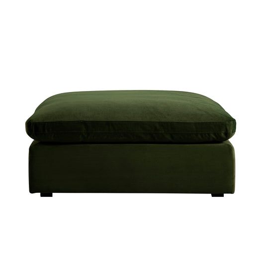 Lutyens Moss Green Velvet Modular Sofa, Stool