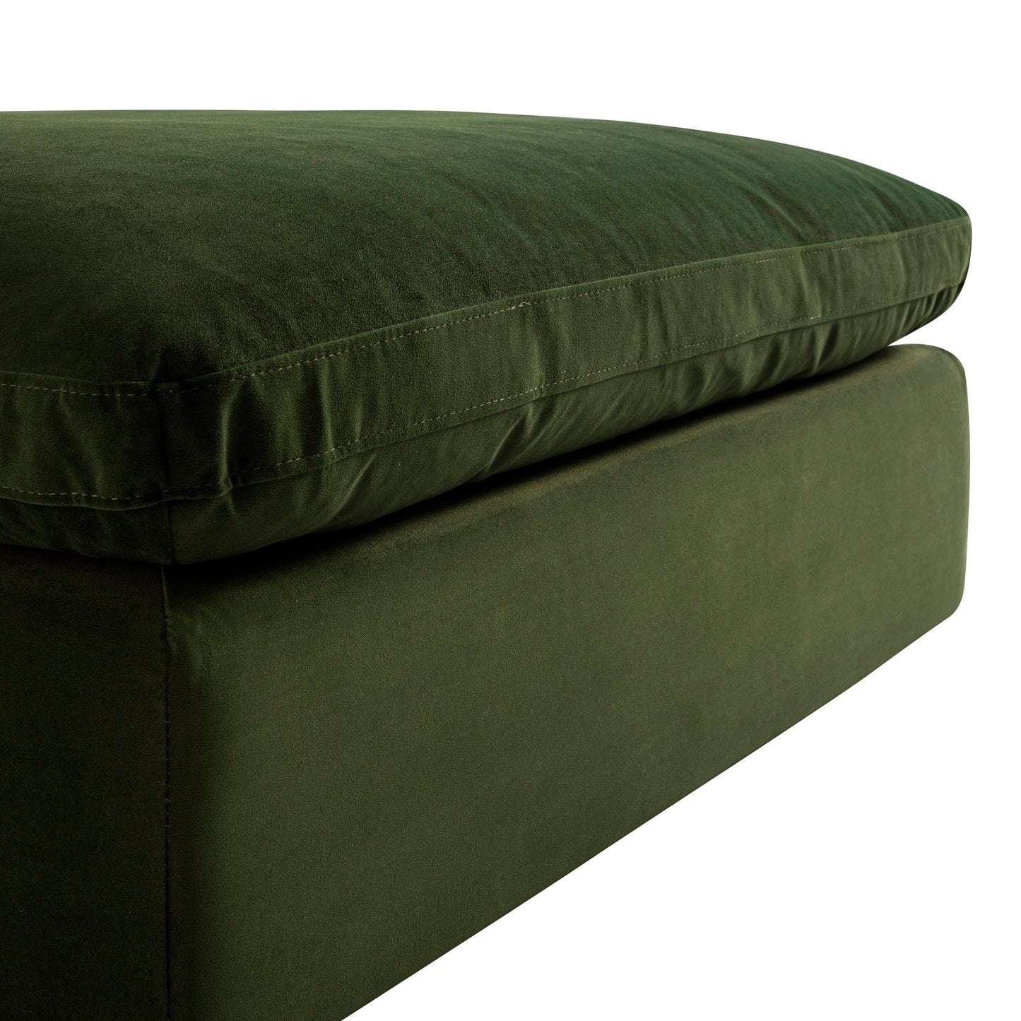 Lutyens Moss Green Velvet Modular Sofa, Stool