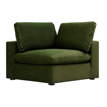 Lutyens Moss Green Velvet Modular Sofa, Corner Unit