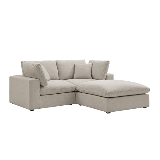 Lutyens Oatmeal Weave Fabric Modular Sofa, 2-Piece Chaise