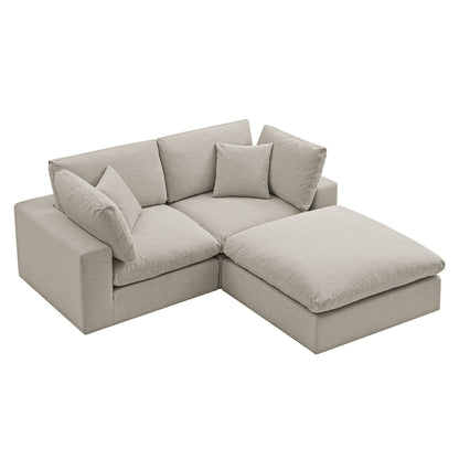 Lutyens Oatmeal Weave Fabric Modular Sofa, 2-Piece Chaise