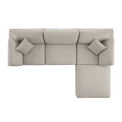 Lutyens Oatmeal Weave Fabric Modular Sofa, 3-Piece Chaise