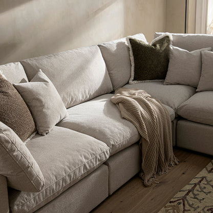 Lutyens Oatmeal Weave Fabric Blend Modular Sofa, 5-Piece Corner Set