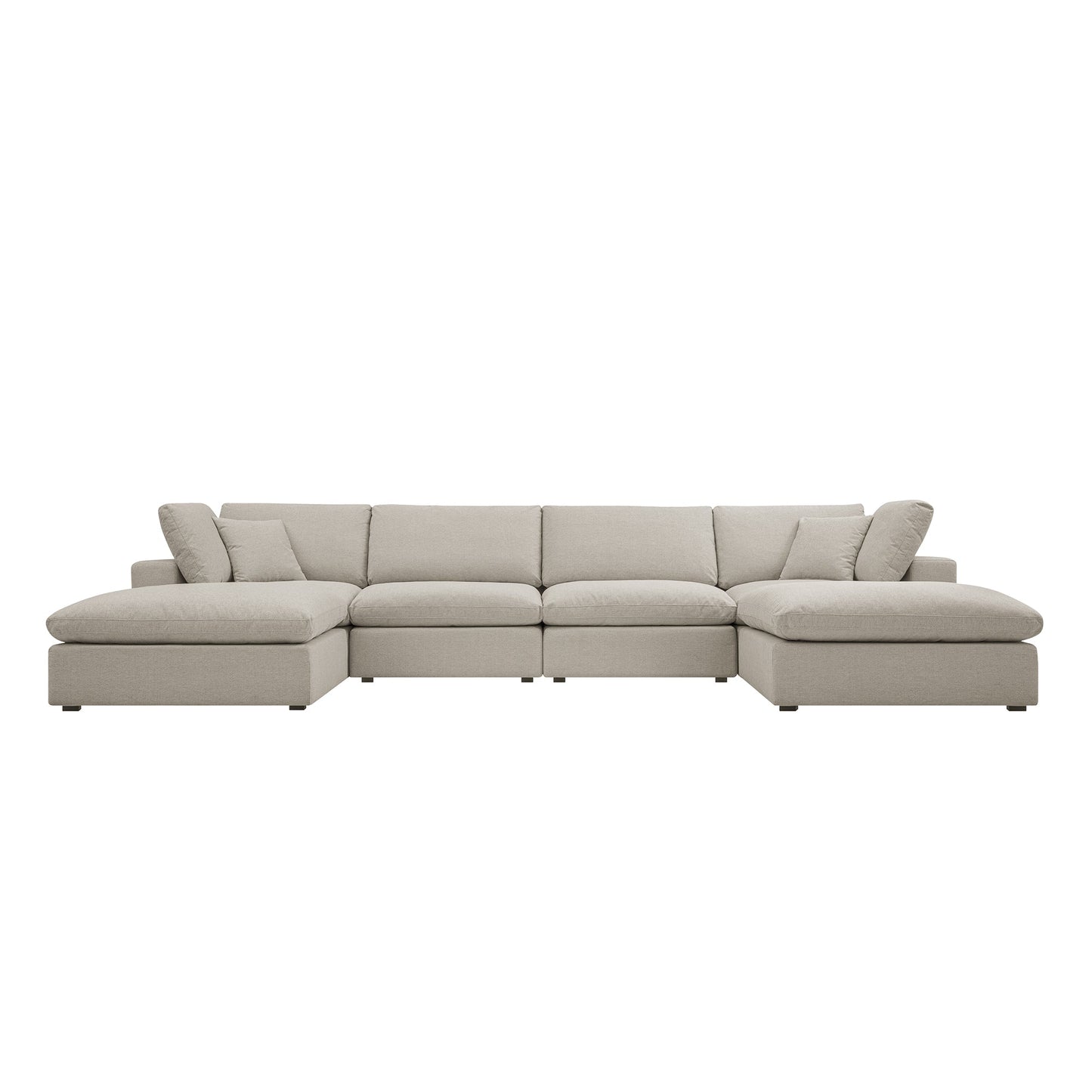 Lutyens Oatmeal Weave Fabric Modular Sofa, 6-Piece U-Shape Set