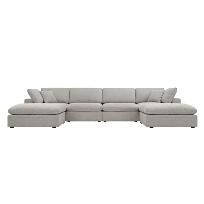 Lutyens Taupe Boucle Modular Sofa, 6-Piece U-Shape Set
