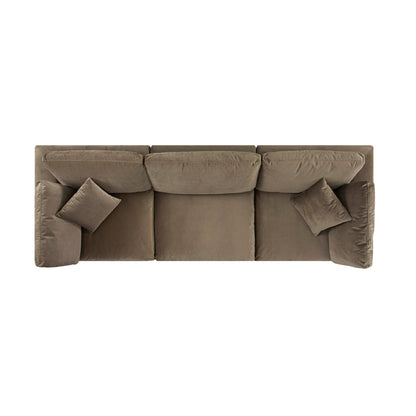Lutyens Taupe Velvet Modular Sofa, 3-Piece