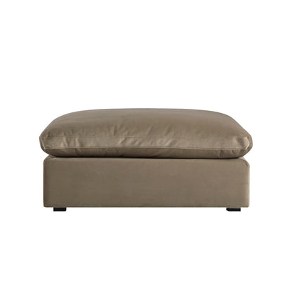 Lutyens Taupe Velvet Modular Sofa, Stool