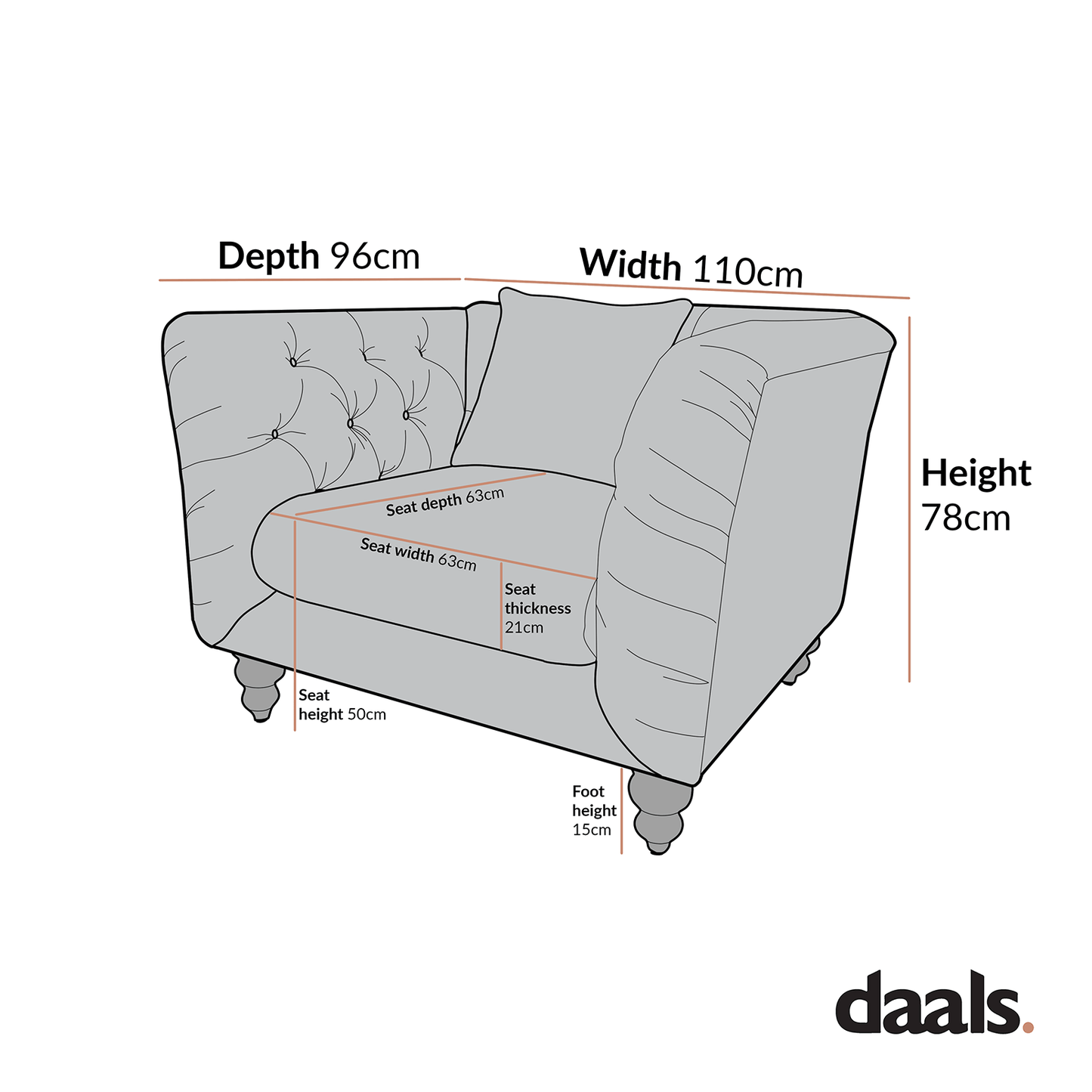 Ashby Chesterfield Armchair, Aegean Blue Velvet