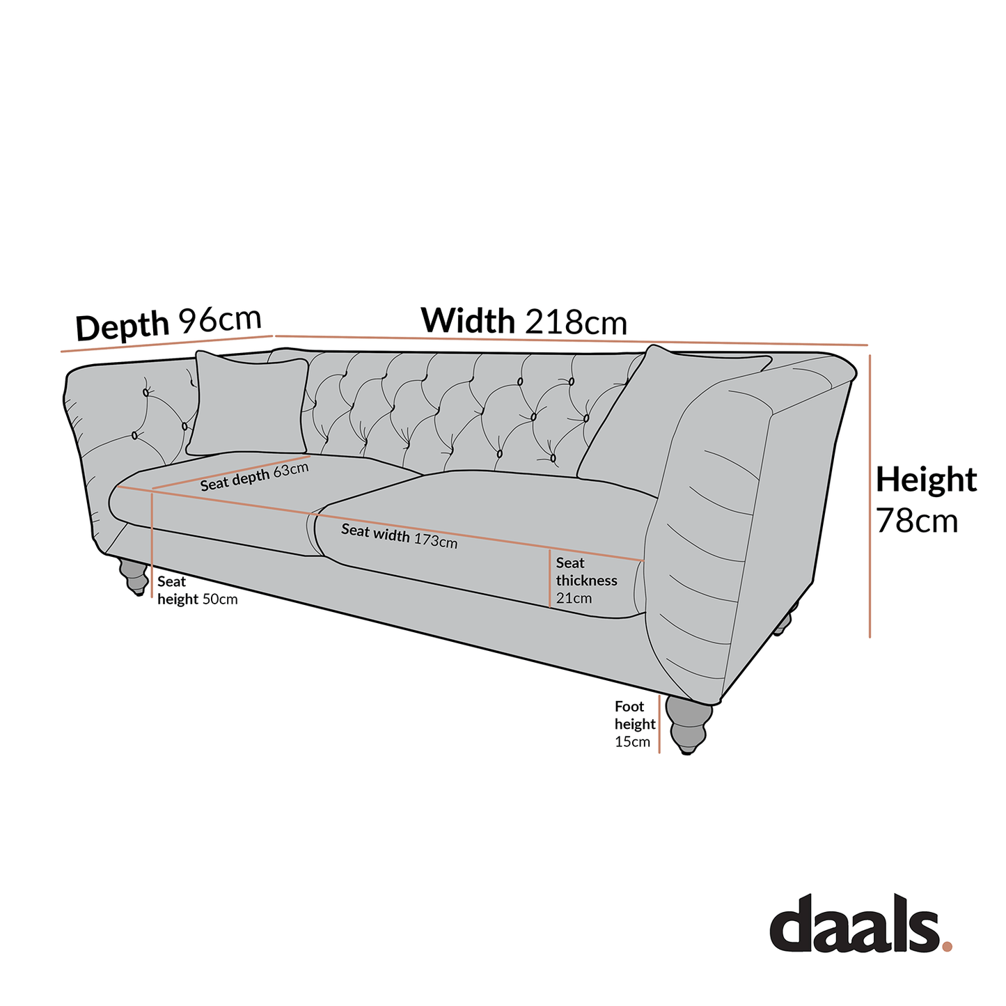 Ashby Chesterfield Large 3-Seater Sofa, Aegean Blue Velvet