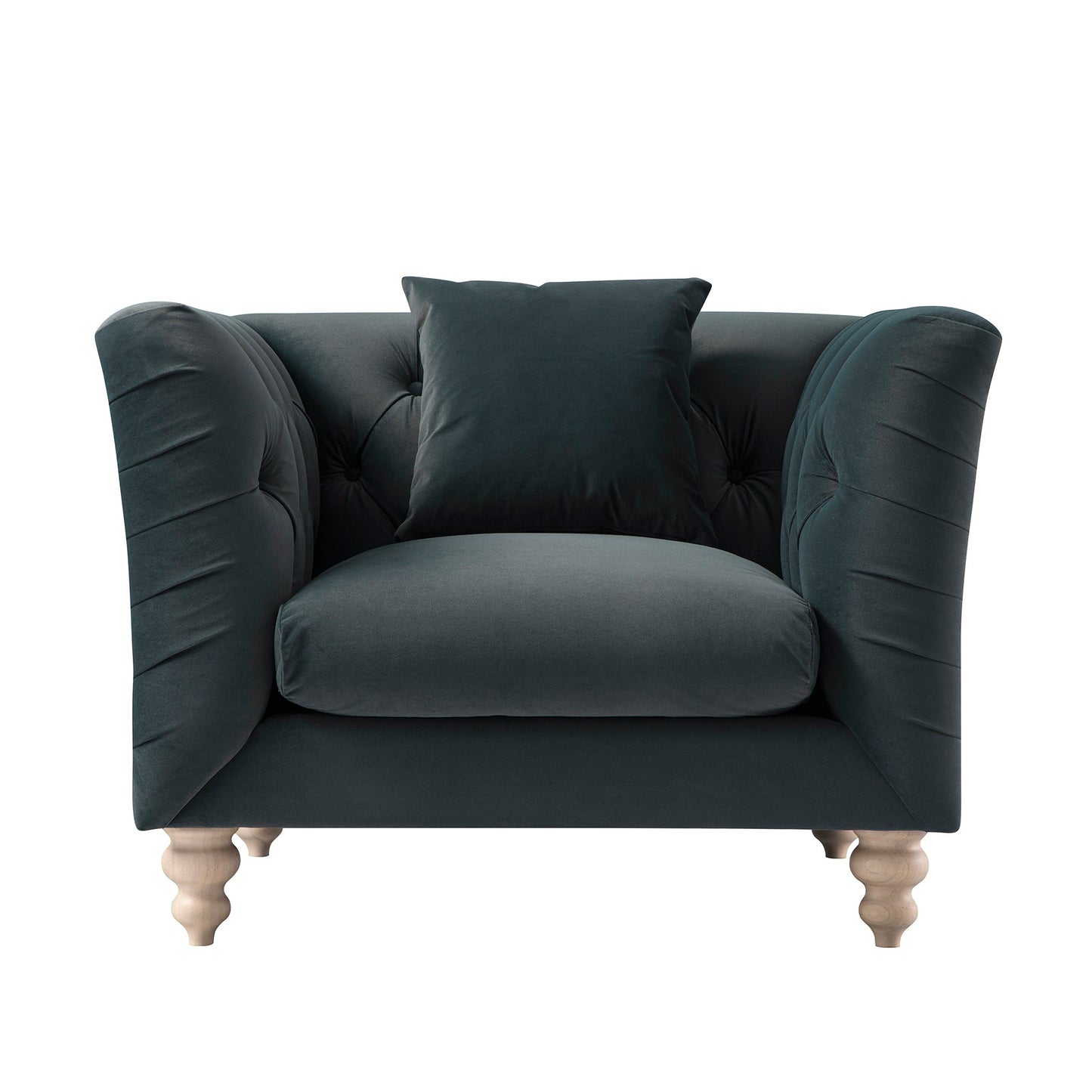 Ashby Chesterfield Armchair, Aegean Blue Velvet
