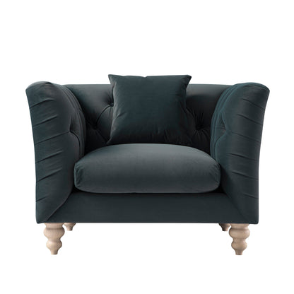 Ashby Chesterfield Armchair, Aegean Blue Velvet