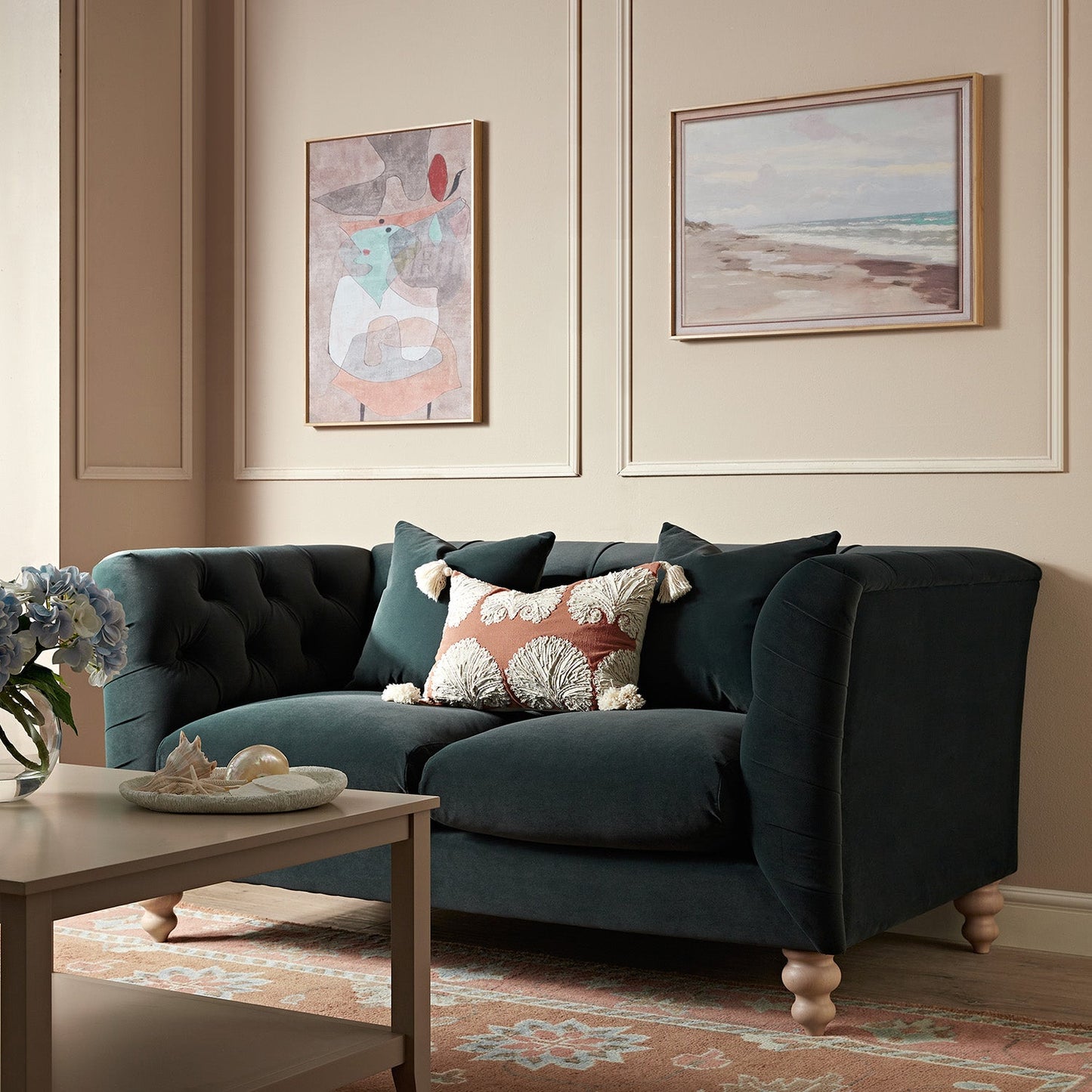 Ashby Chesterfield 2-Seater Sofa, Aegean Blue Velvet