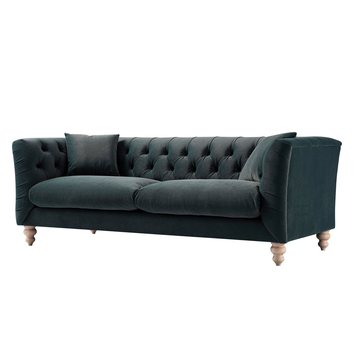Ashby Chesterfield Large 3-Seater Sofa, Aegean Blue Velvet