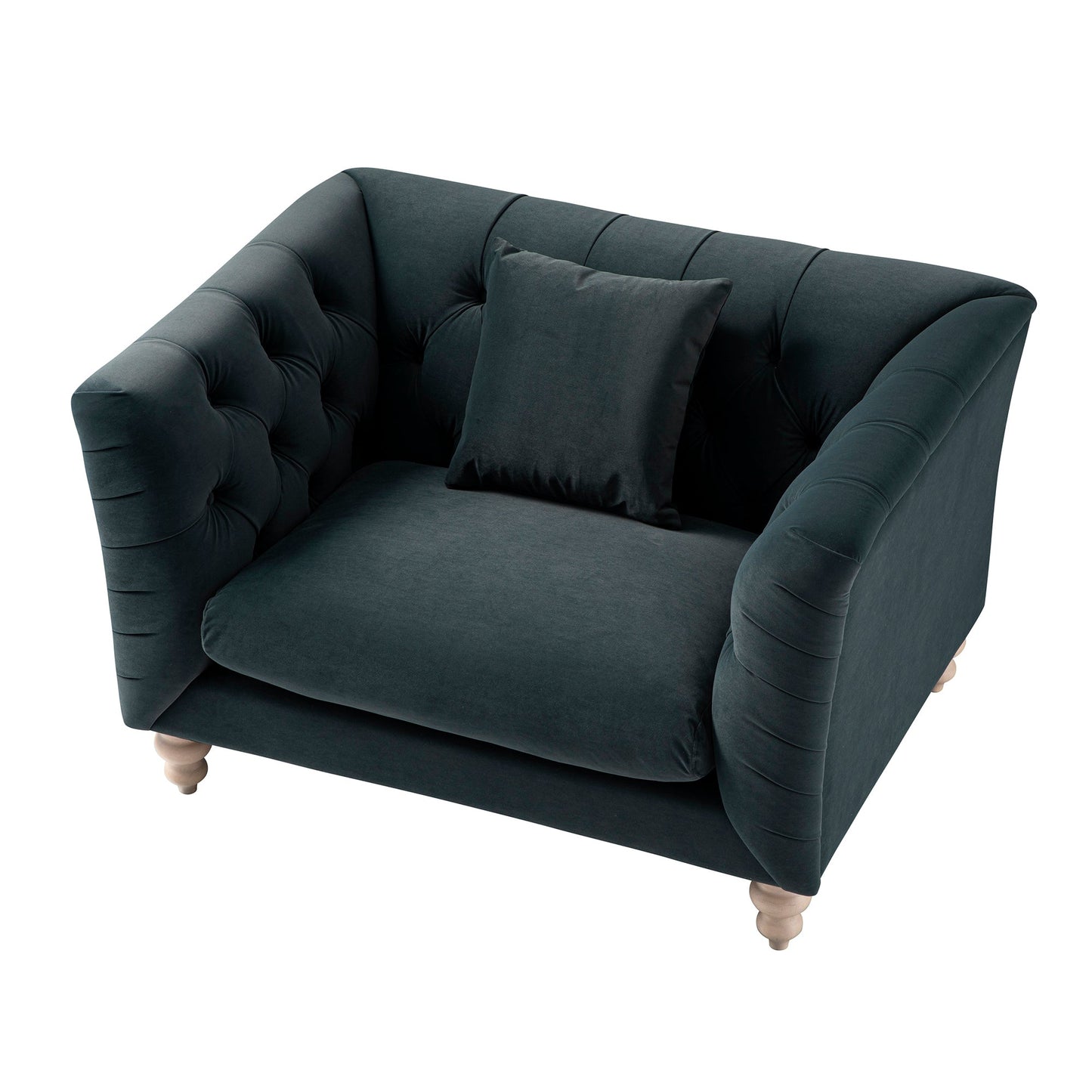 Ashby Chesterfield Loveseat, Aegean Blue Velvet