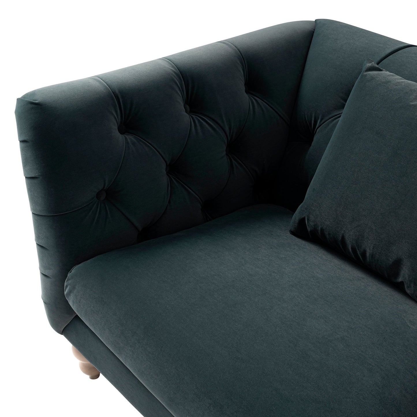 Ashby Chesterfield Loveseat, Aegean Blue Velvet