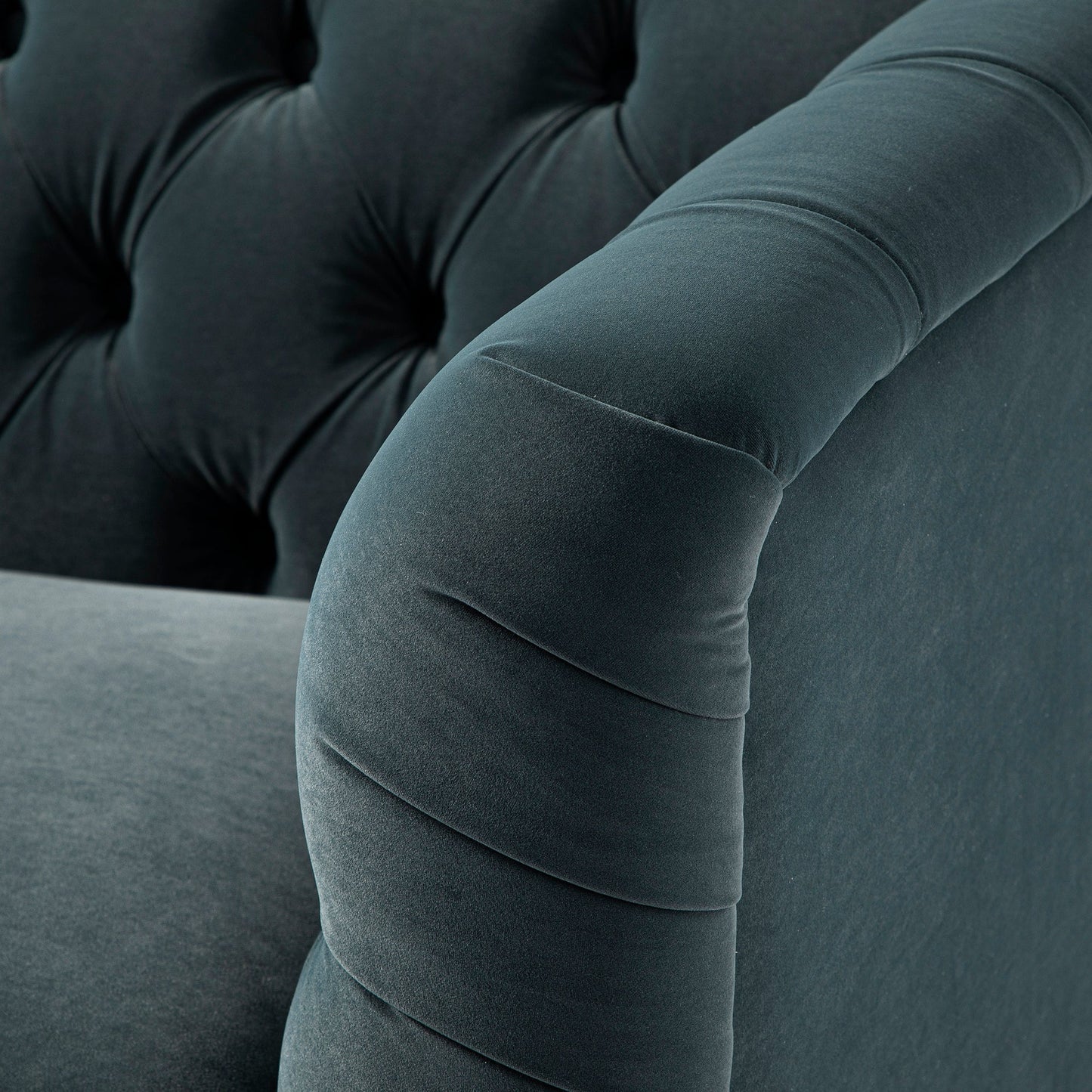 Ashby Chesterfield Loveseat, Aegean Blue Velvet